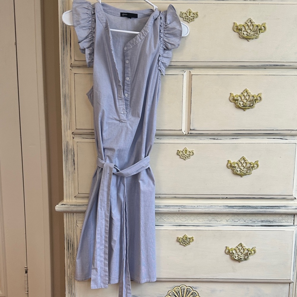 Gibson Light Blue Ruffle Midi Dress